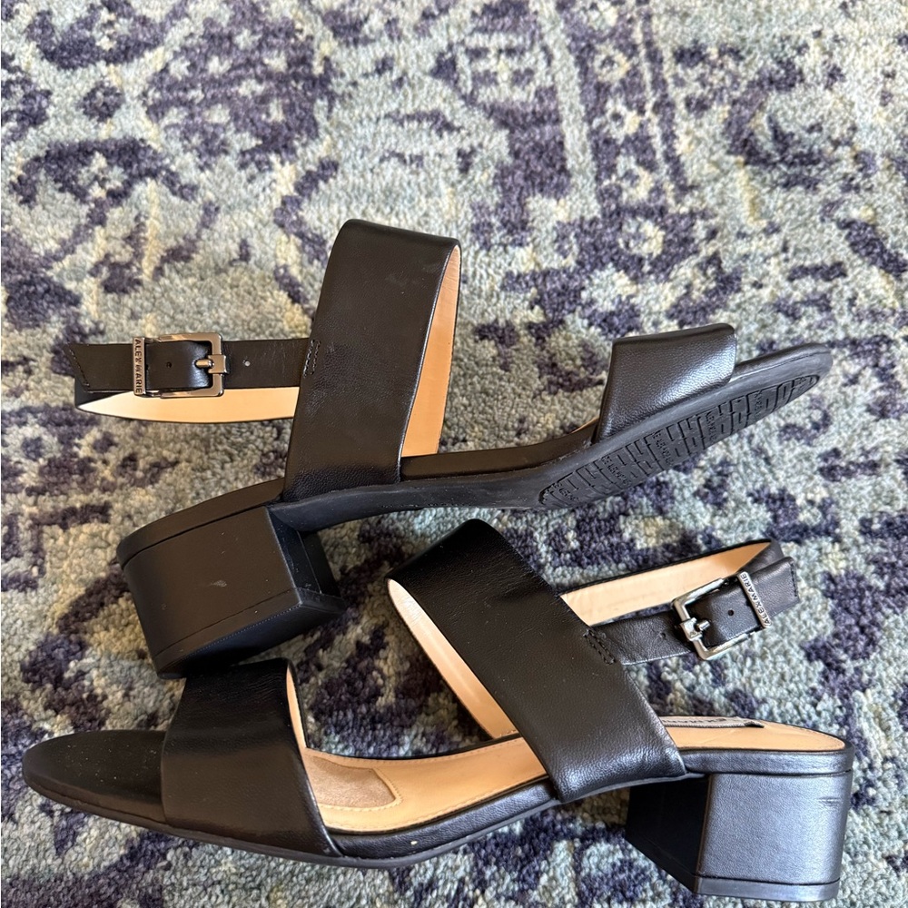 New Without Tags Black Faux Leather Alex Marie Size 8 Women’s Strap Sandal Heels - Picture 5 of 7